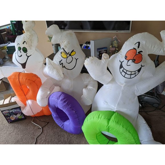 Gemmy ghost boo Halloween inflatable light up lawn